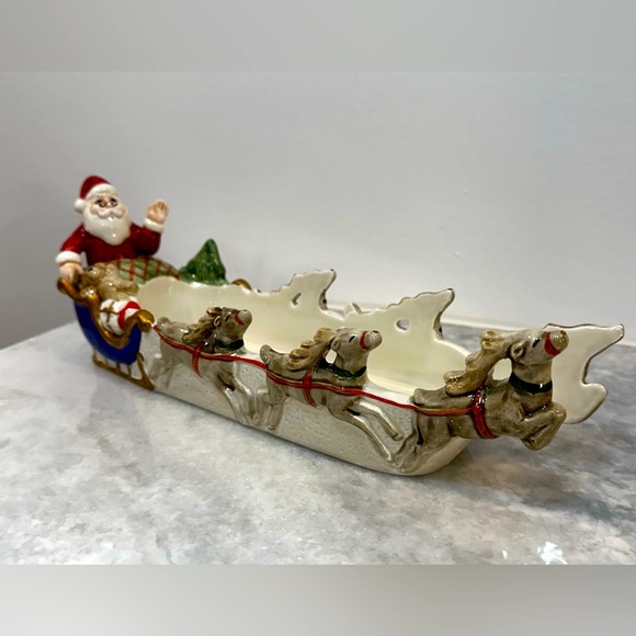 Fitz & Floyd Christmas Santa Sleigh with Reindeer - perfect for crackers/cookies - Picture 8 of 10
